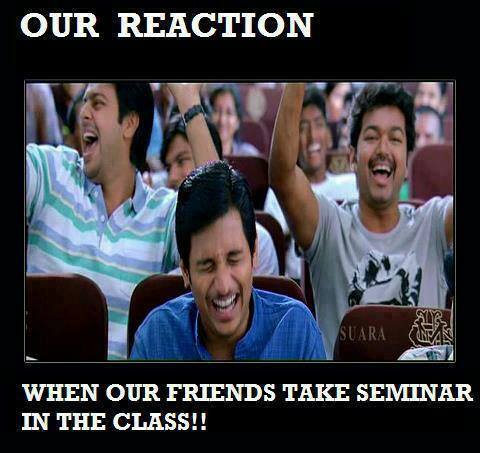 Our Reaction - When Our Friends Take Seminar In The Class - Nanban, Vijay, Jeeva