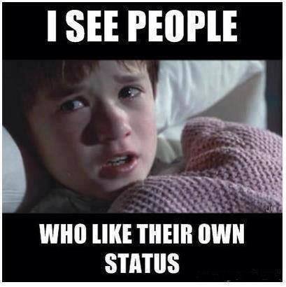 I see people who like their own status