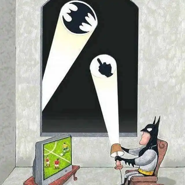 Batman Watching Football - Fifa Worldcup - Fuck You Symbol in Sky