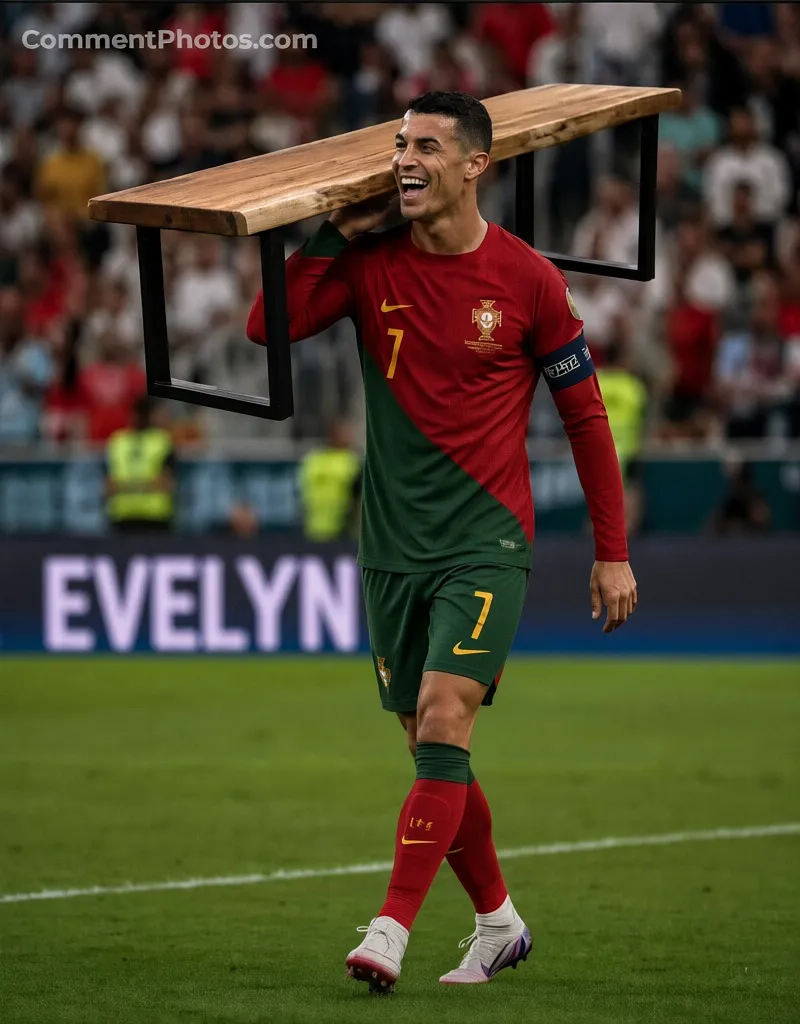 Ronaldo CR7 walking with bench in shoulder - Ronaldo CR7 walking with bench in shoulder
