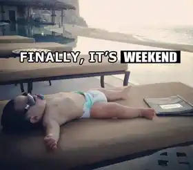 Finnaly Its Weekend - Funny Baby Lying in Beach Taking Rest