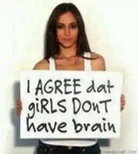 I Agree that girls dont have brains - Girl with Placard