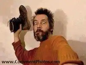 Throw shoes - Angry man