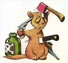 Kill Myself With Gun,Knife, Axe, Poison - Cat Suicide