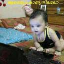 ആരേയും കാണുന്നില്ലല്ലോ - Aareyum Kaanunnillallo. - Baby waiting online using laptop