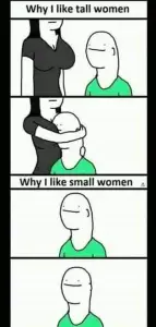Why I like small women? Cartoon meme